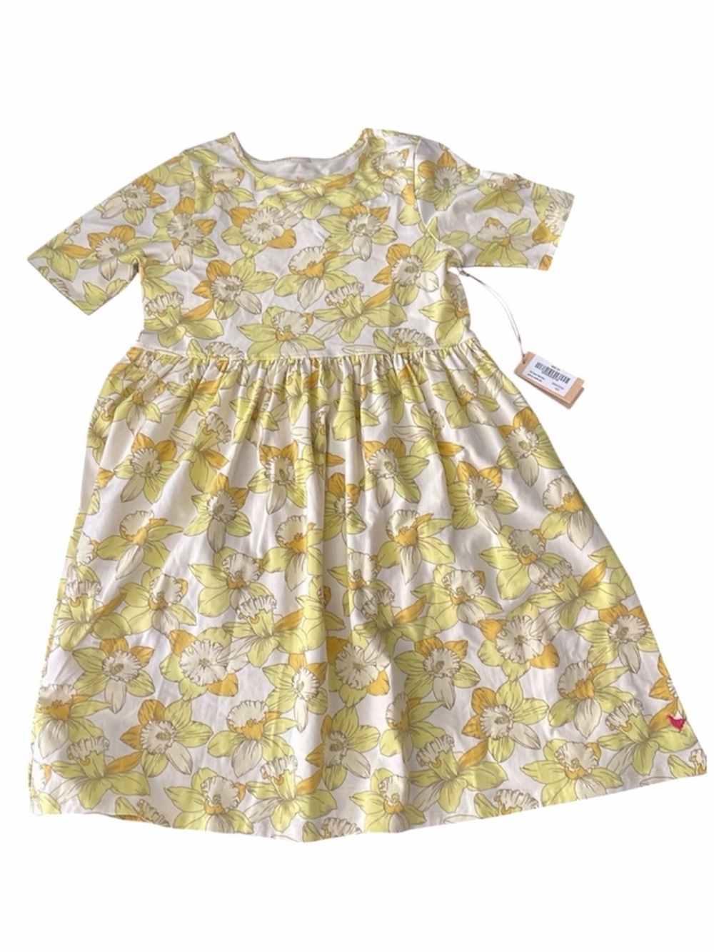 NEW Pink Chicken Dress New York Yellow Flowers Girl’s Organic Cotton Daffodil